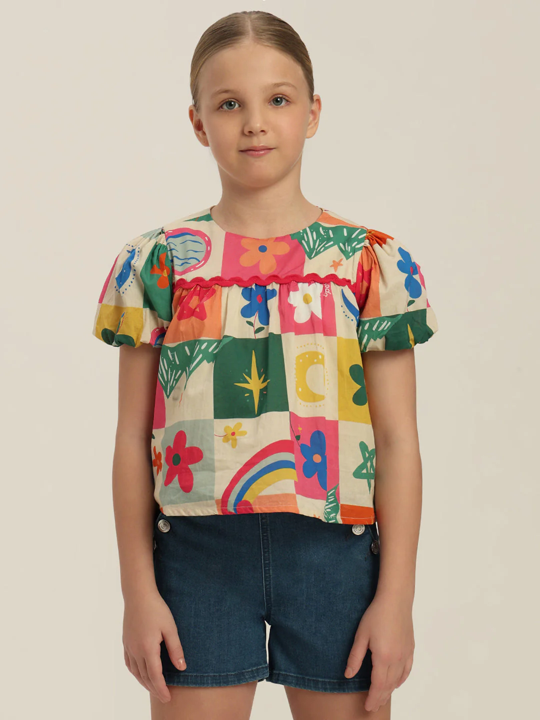 GIRLS Puff Sleeves Printed Top - Image 2