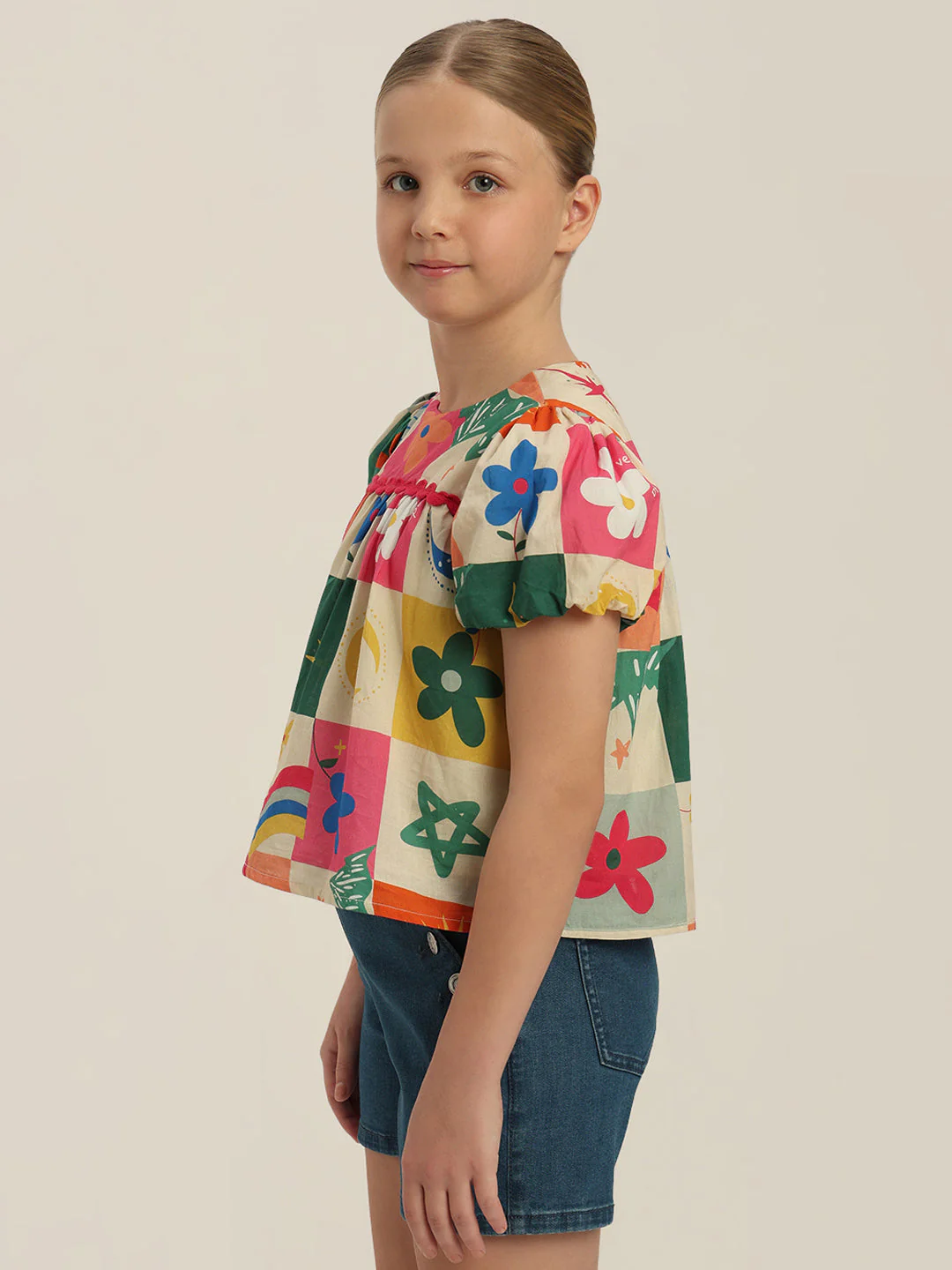 GIRLS Puff Sleeves Printed Top - Image 3