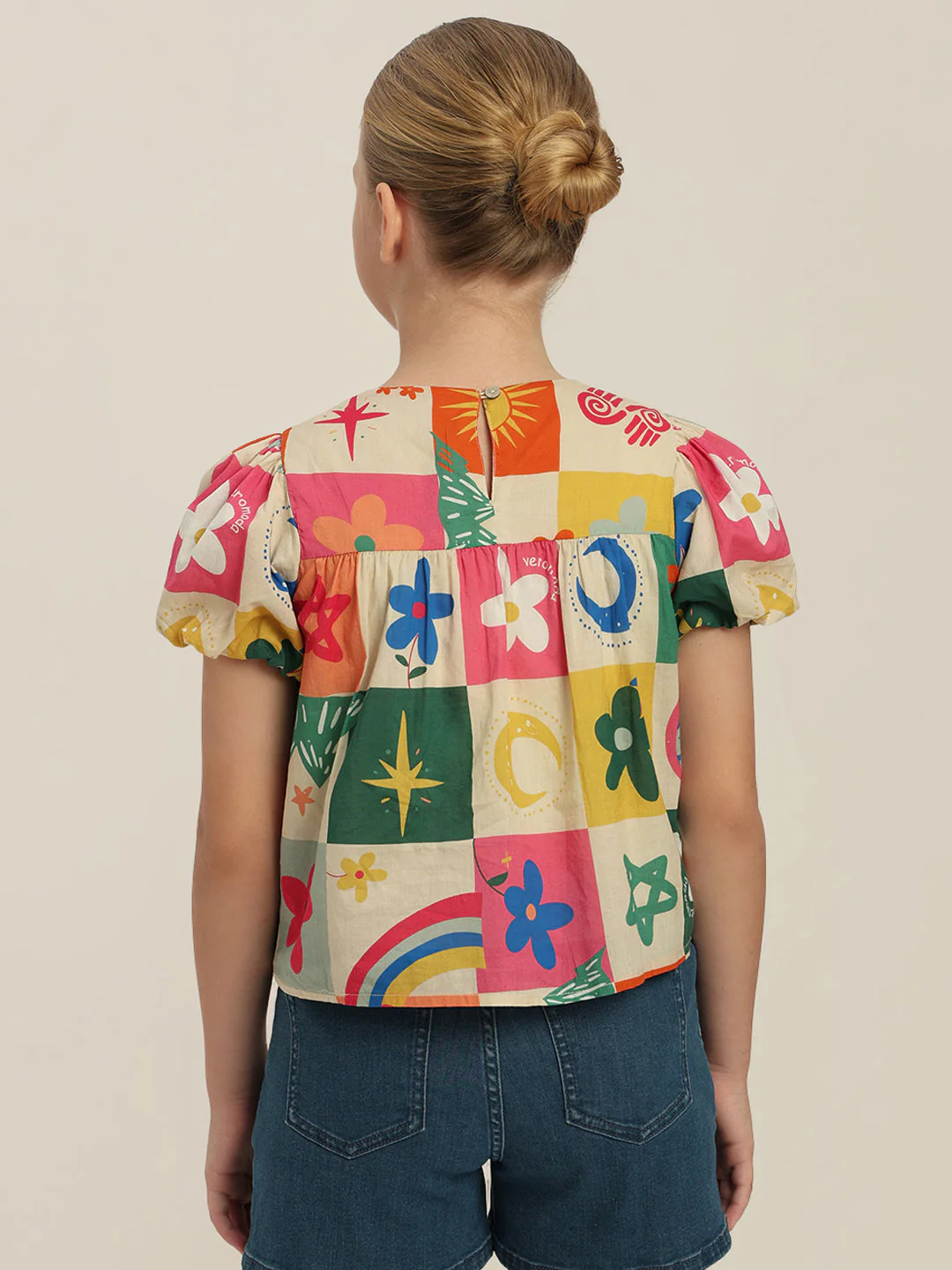 GIRLS Puff Sleeves Printed Top - Image 4