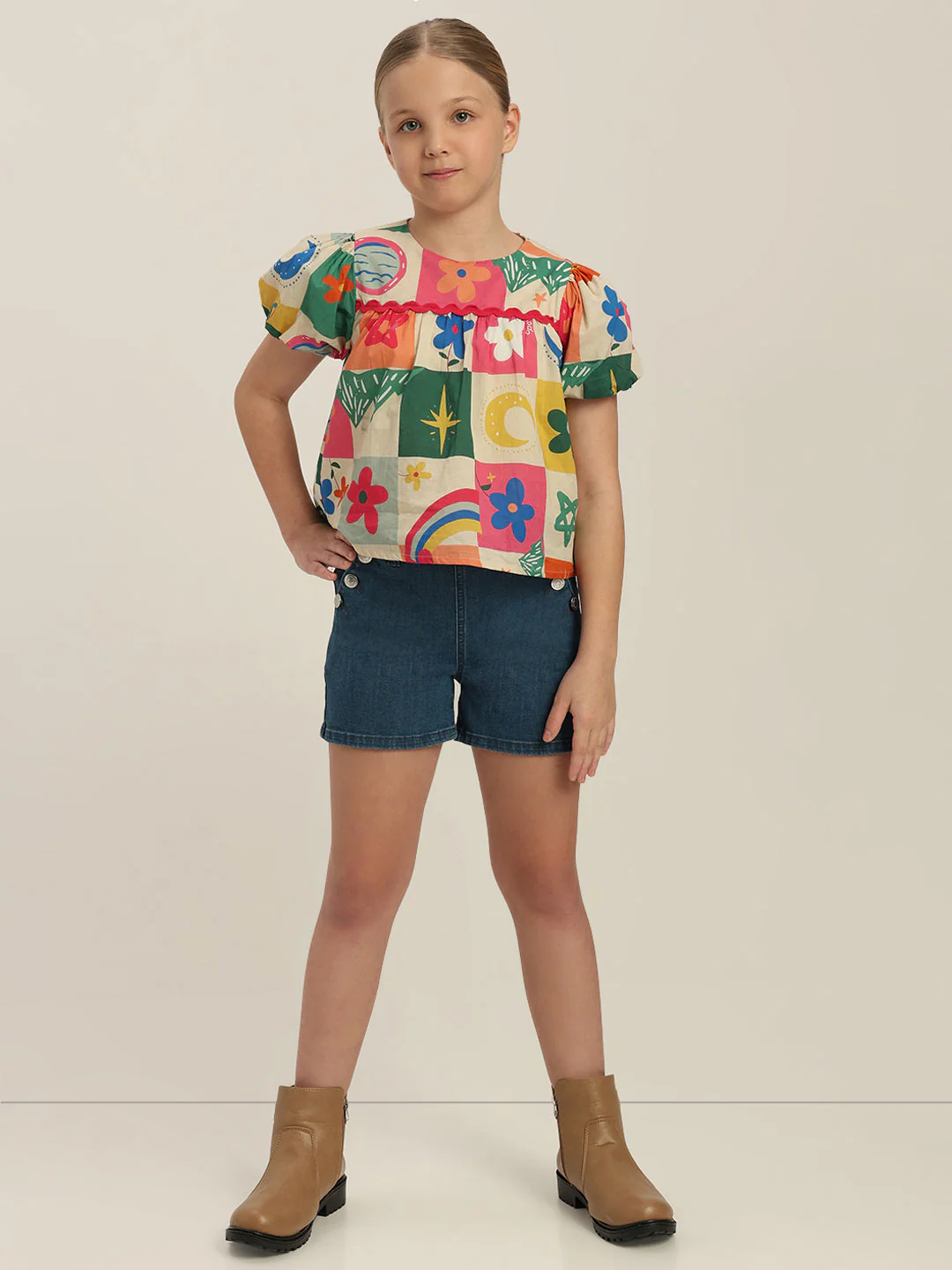 GIRLS Puff Sleeves Printed Top - Image 5
