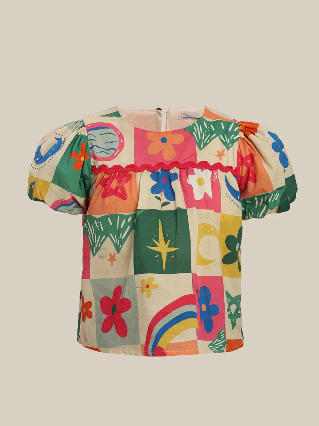 GIRLS Puff Sleeves Printed Top - Image 7