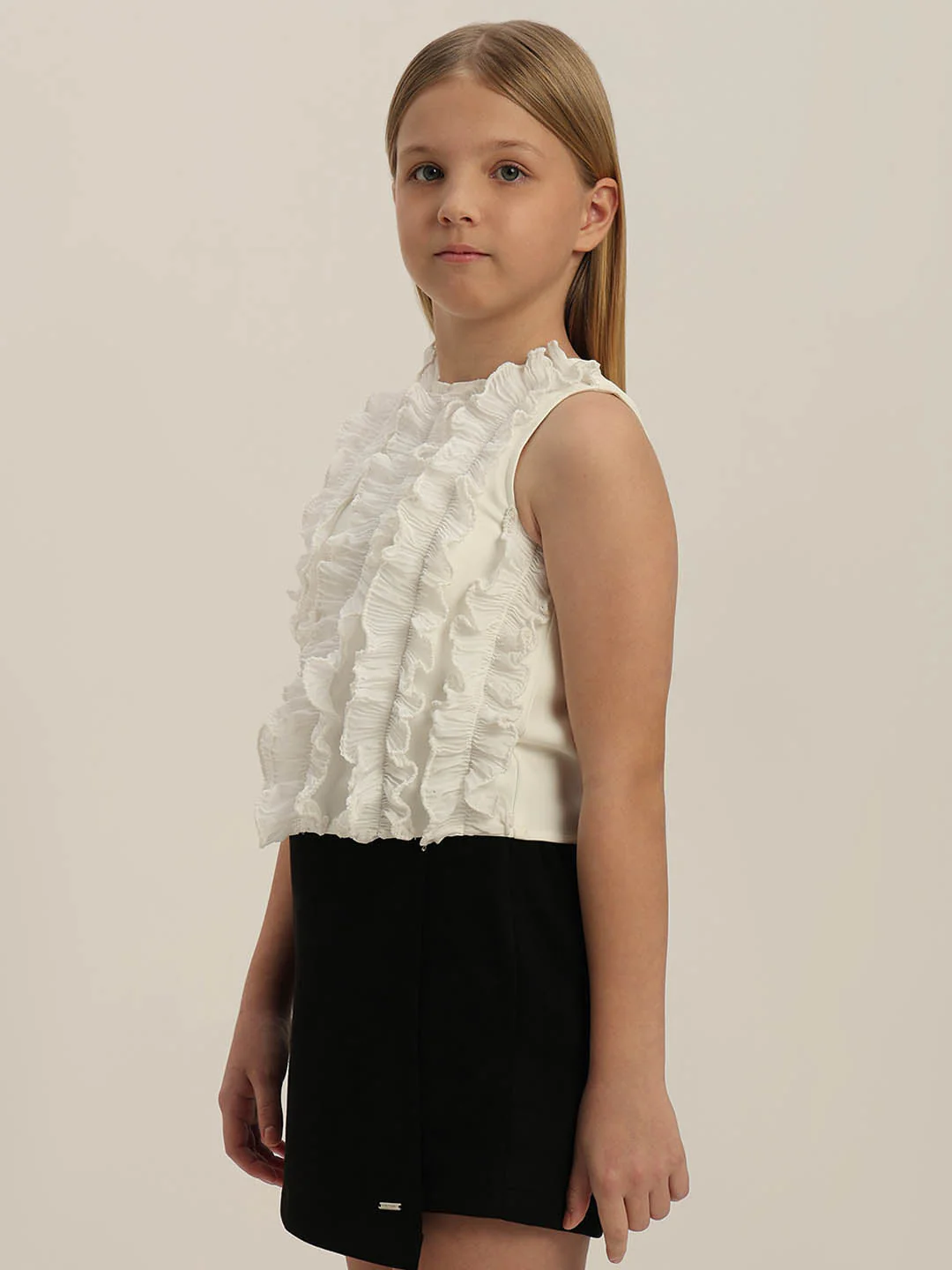GIRLS White Ruffle Sleeveless Top - Image 3