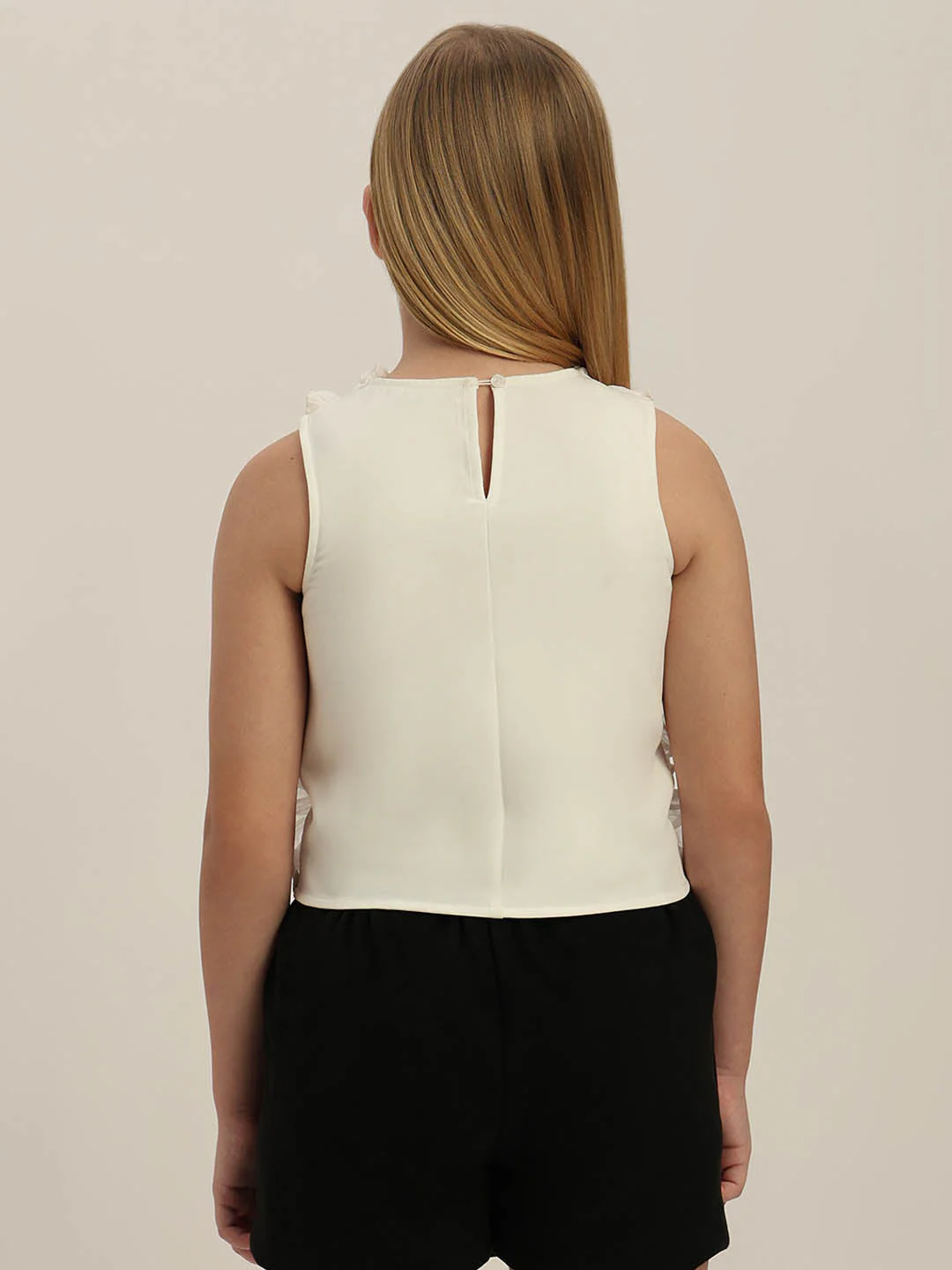 GIRLS White Ruffle Sleeveless Top - Image 4