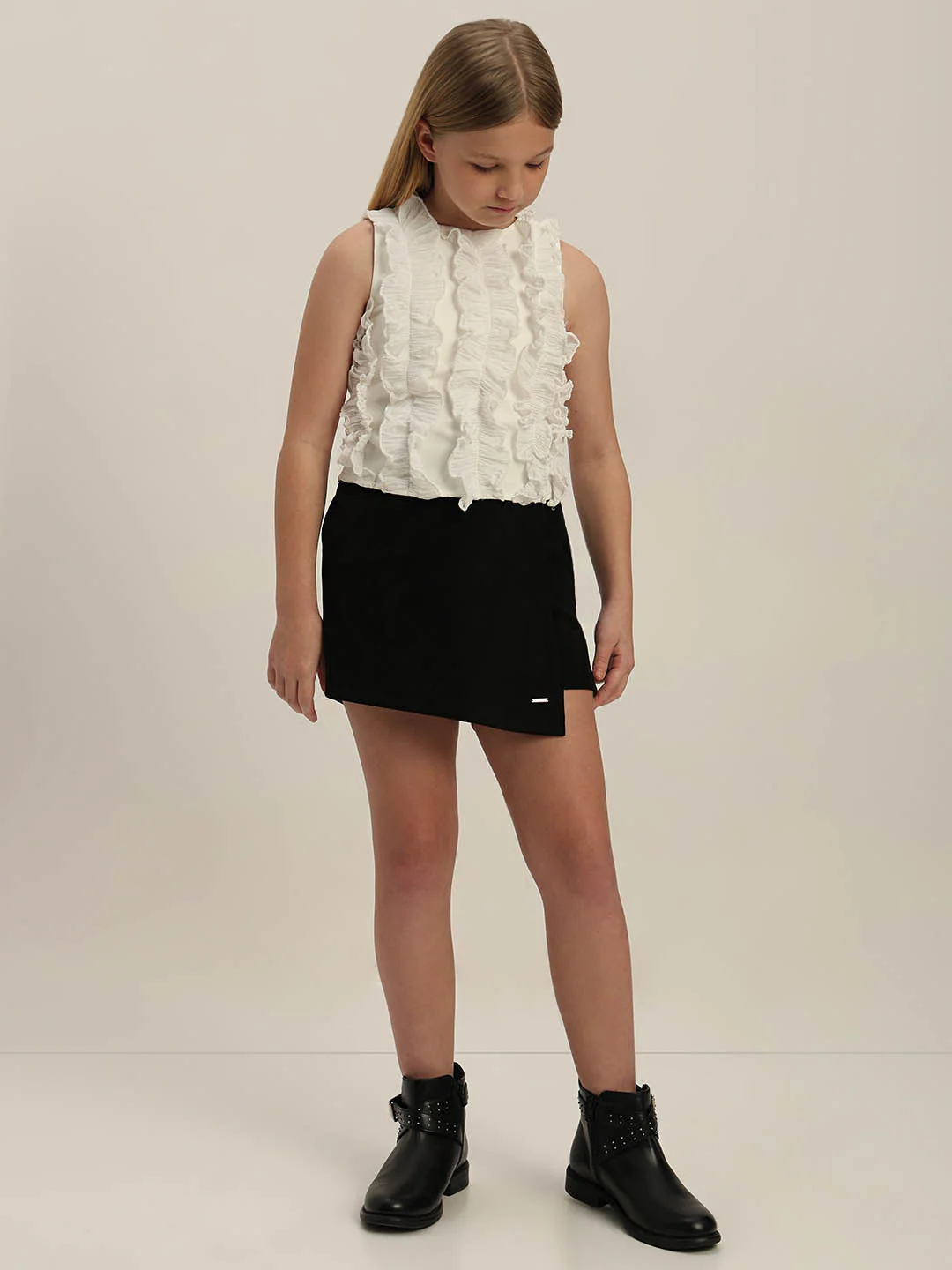 GIRLS White Ruffle Sleeveless Top - Image 5