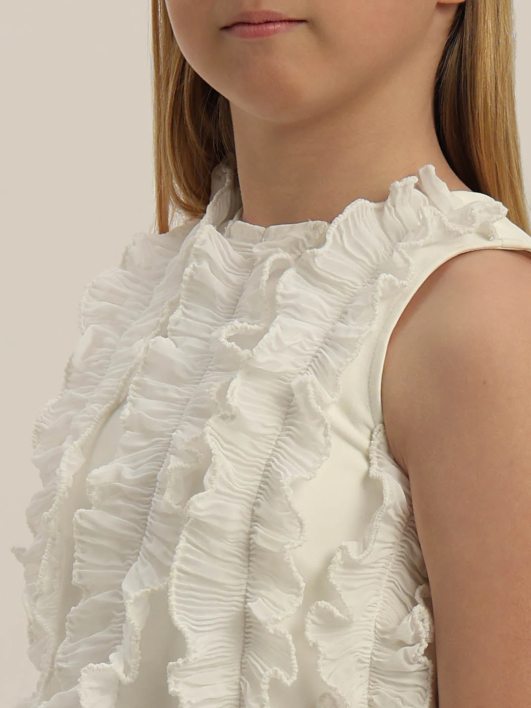 GIRLS White Ruffle Sleeveless Top - Image 8