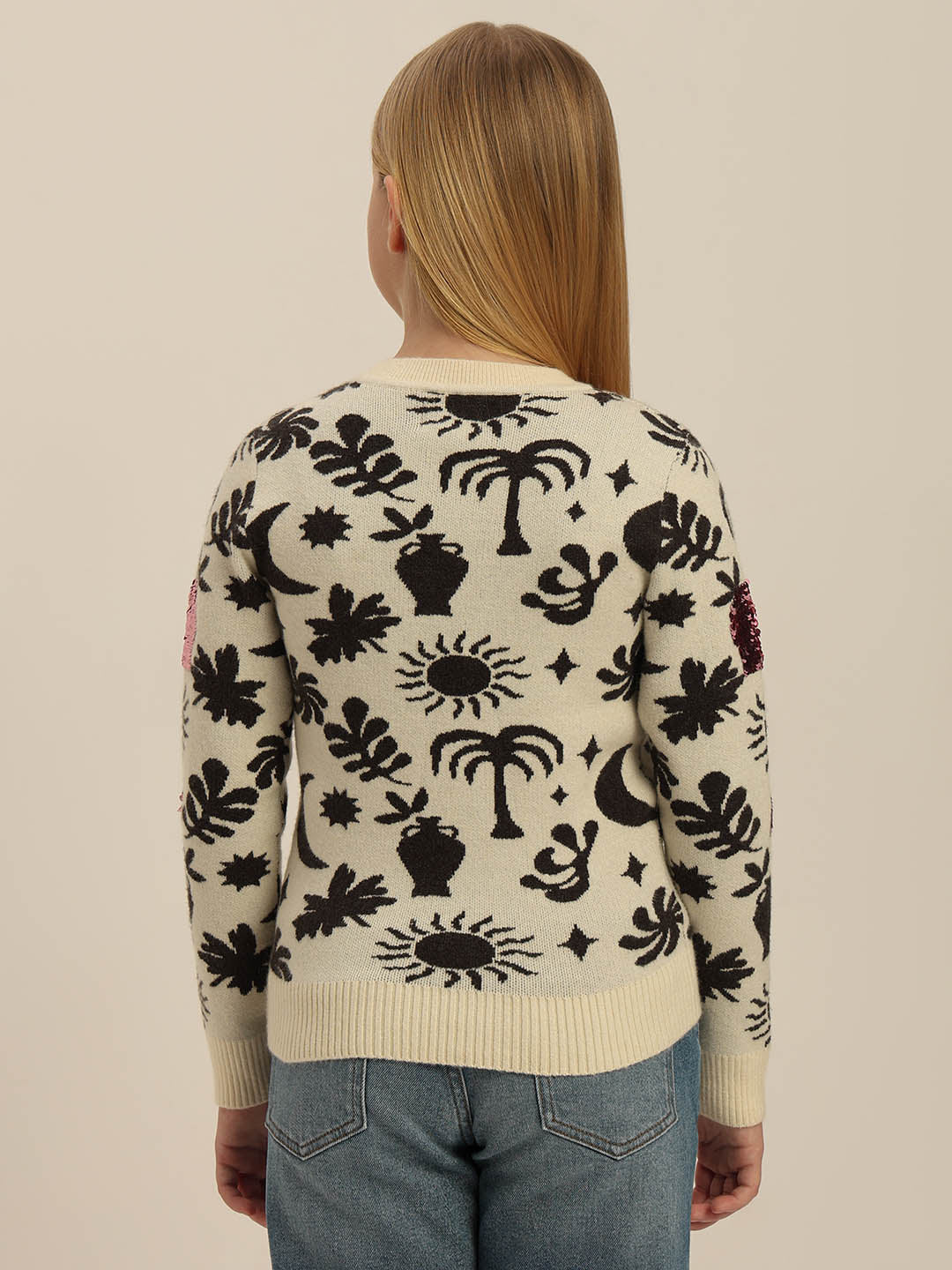 GIRLS Printed Round Neck Sweater - Image 4