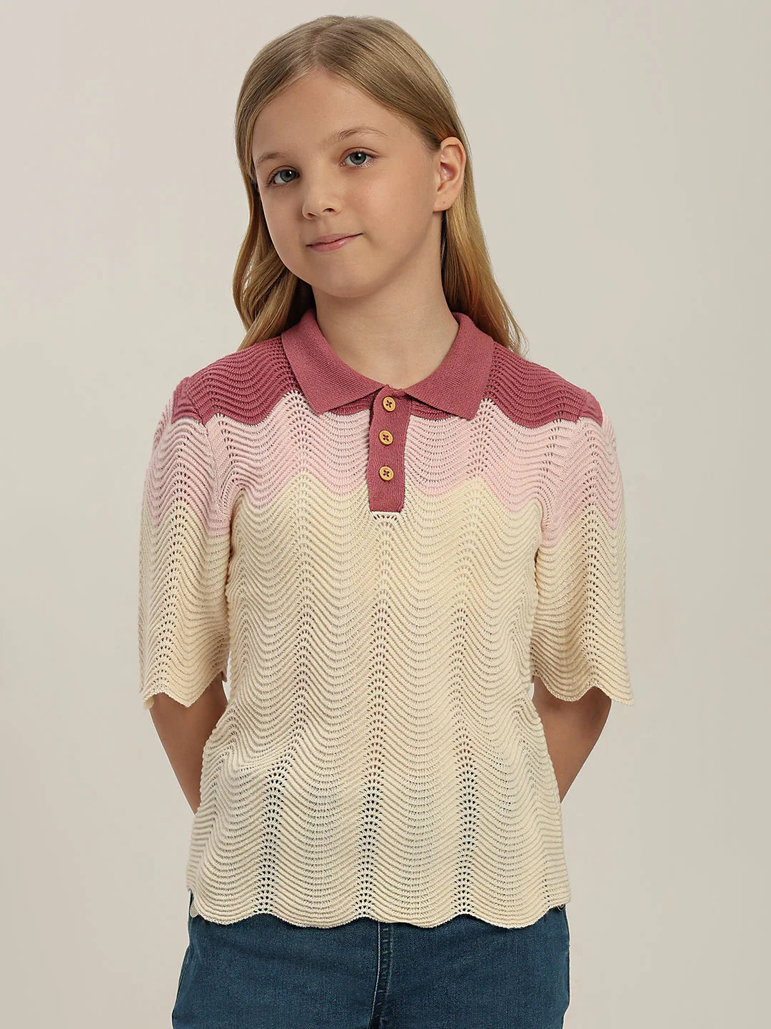 GIRL Colourblocked Knitted Polo - Image 2