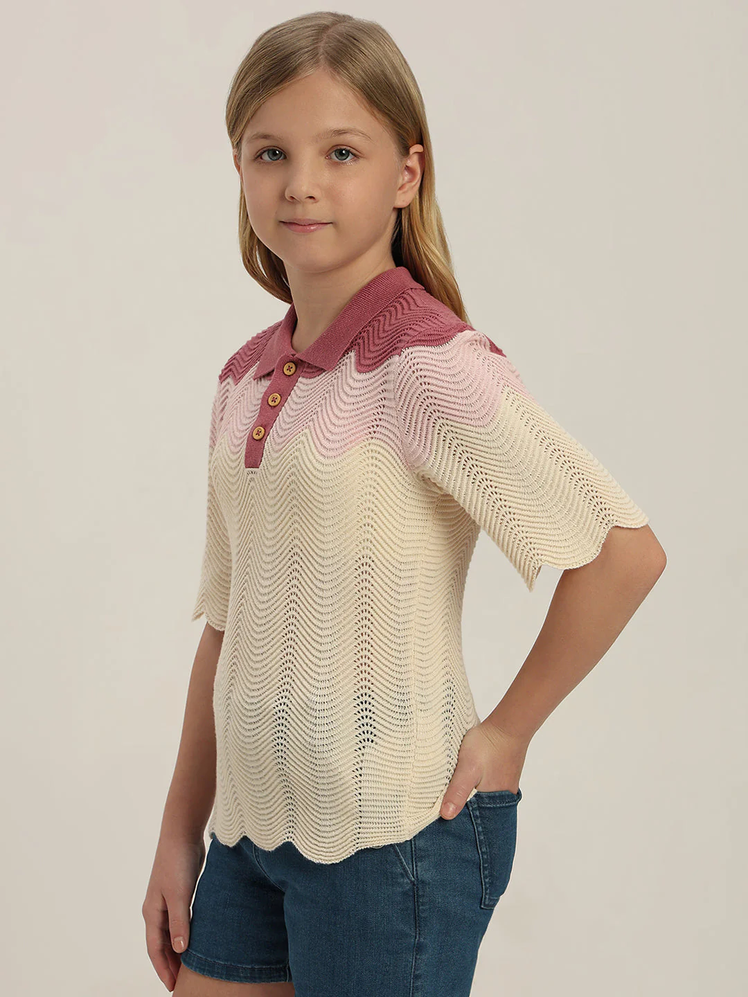 GIRL Colourblocked Knitted Polo - Image 3