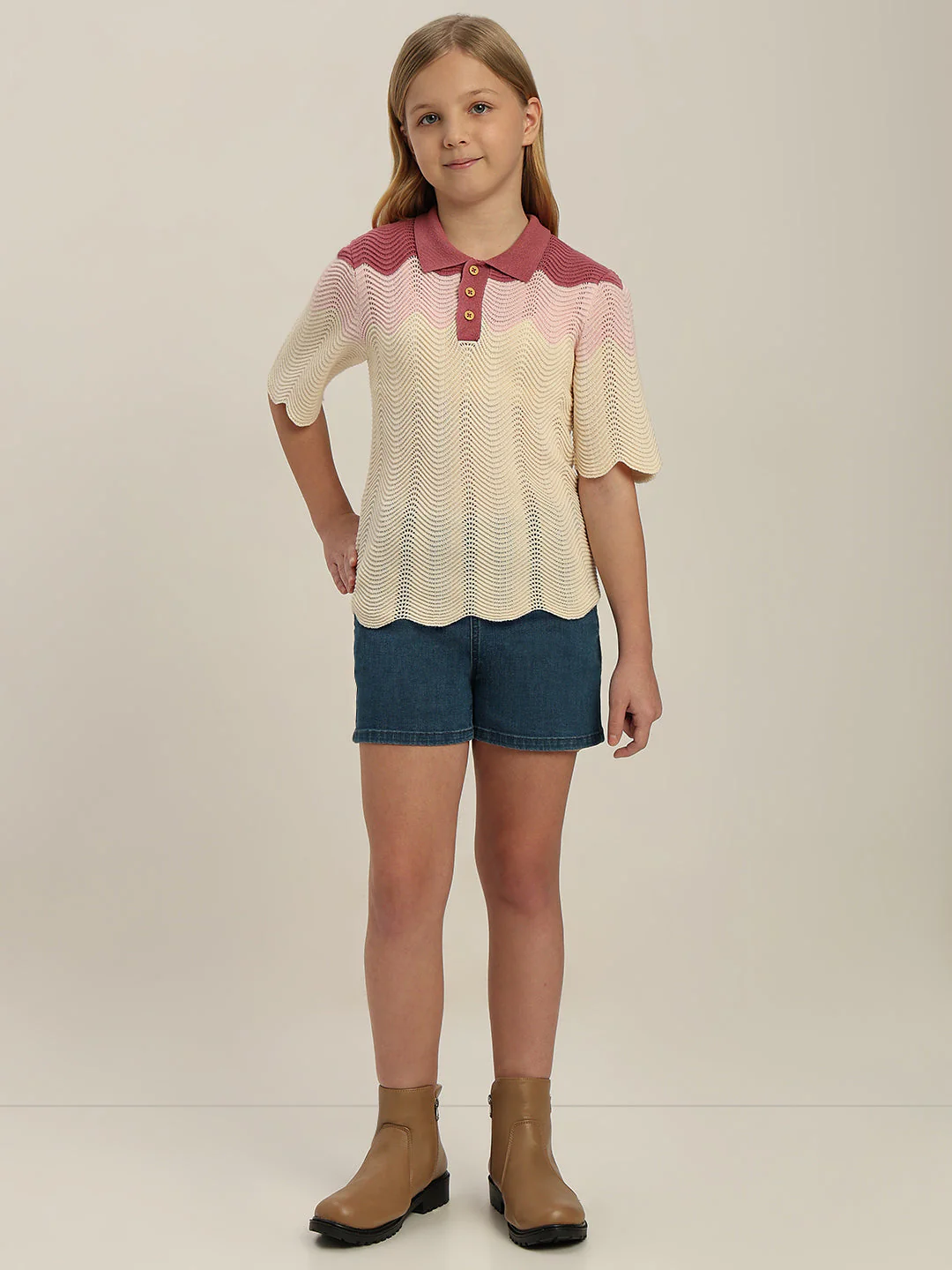 GIRL Colourblocked Knitted Polo - Image 5