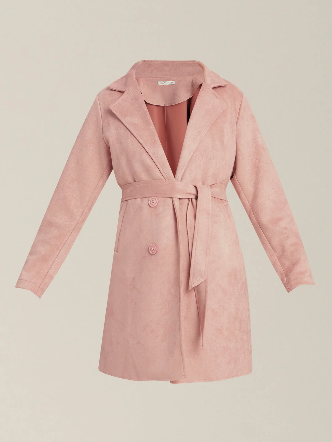 Girls Pink Belted Trench Coat - Image 7