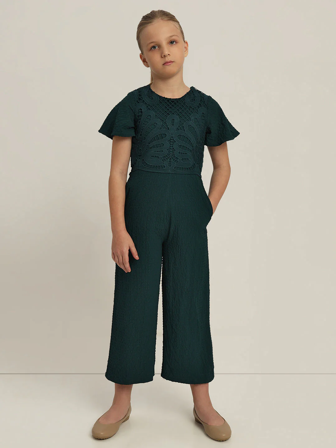 GIRL Dark Green Lace Jumpsuit - Image 2