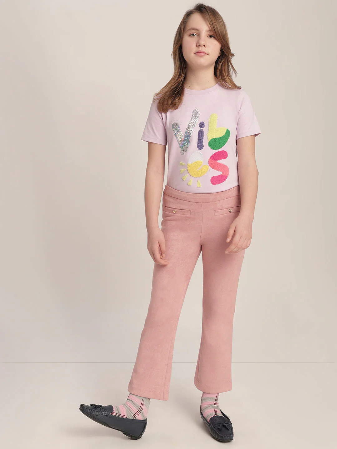 Girls Pink Bootcut Pants - Image 5