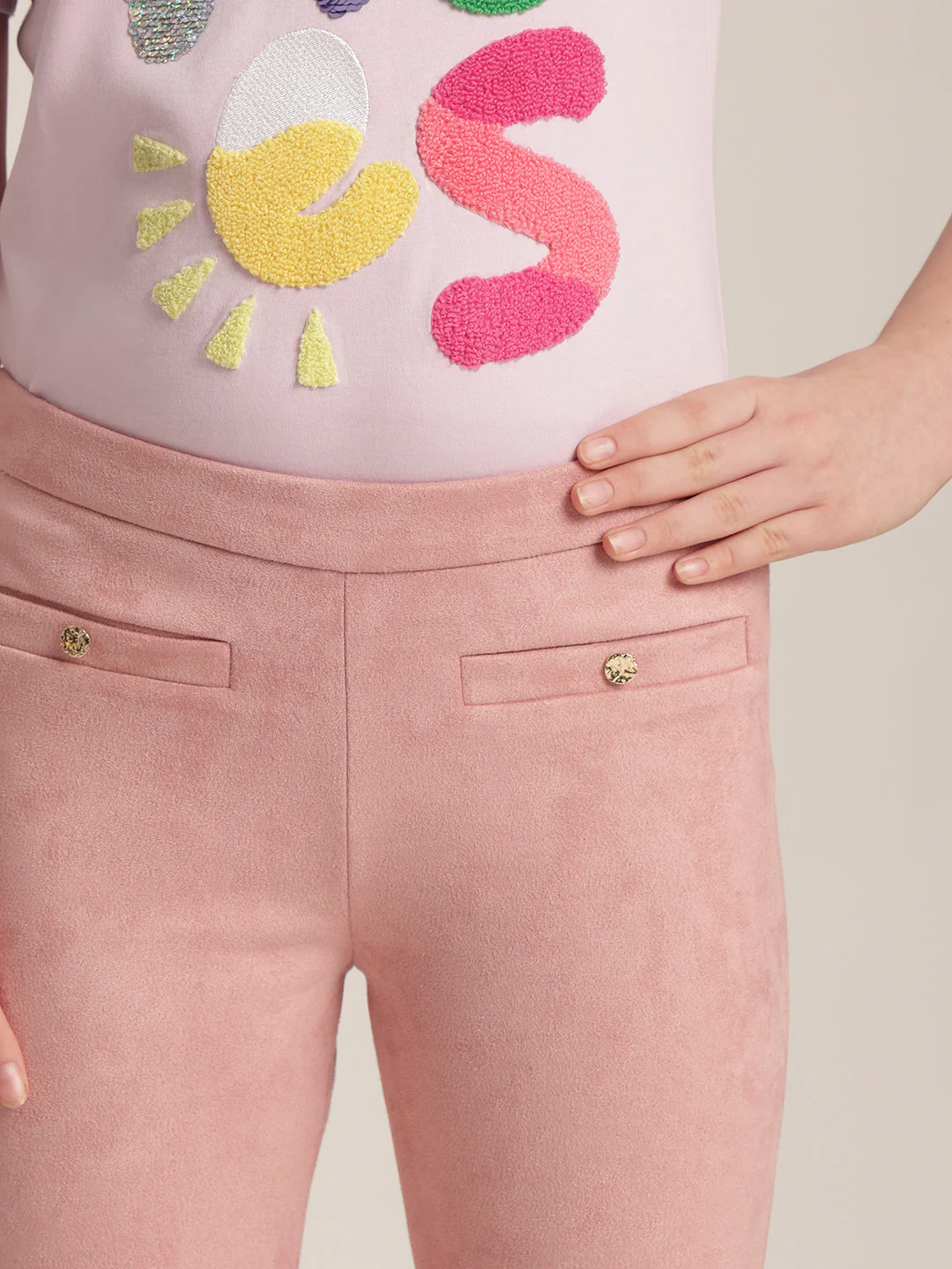 Girls Pink Bootcut Pants - Image 6