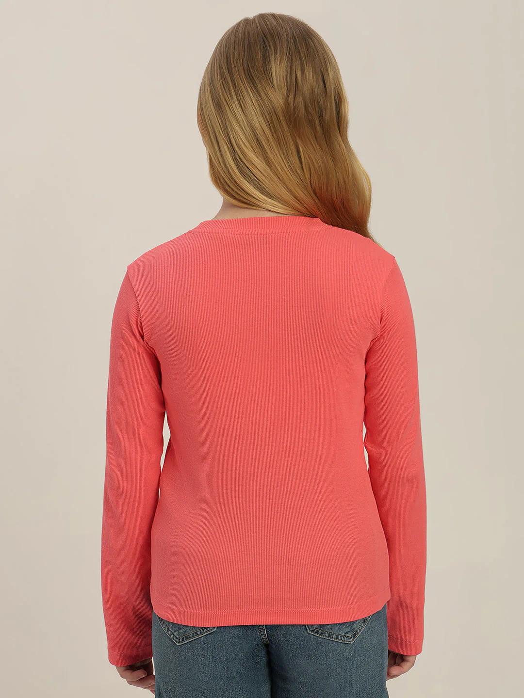GIRLS Coral Pink Logo Print Top - Image 4