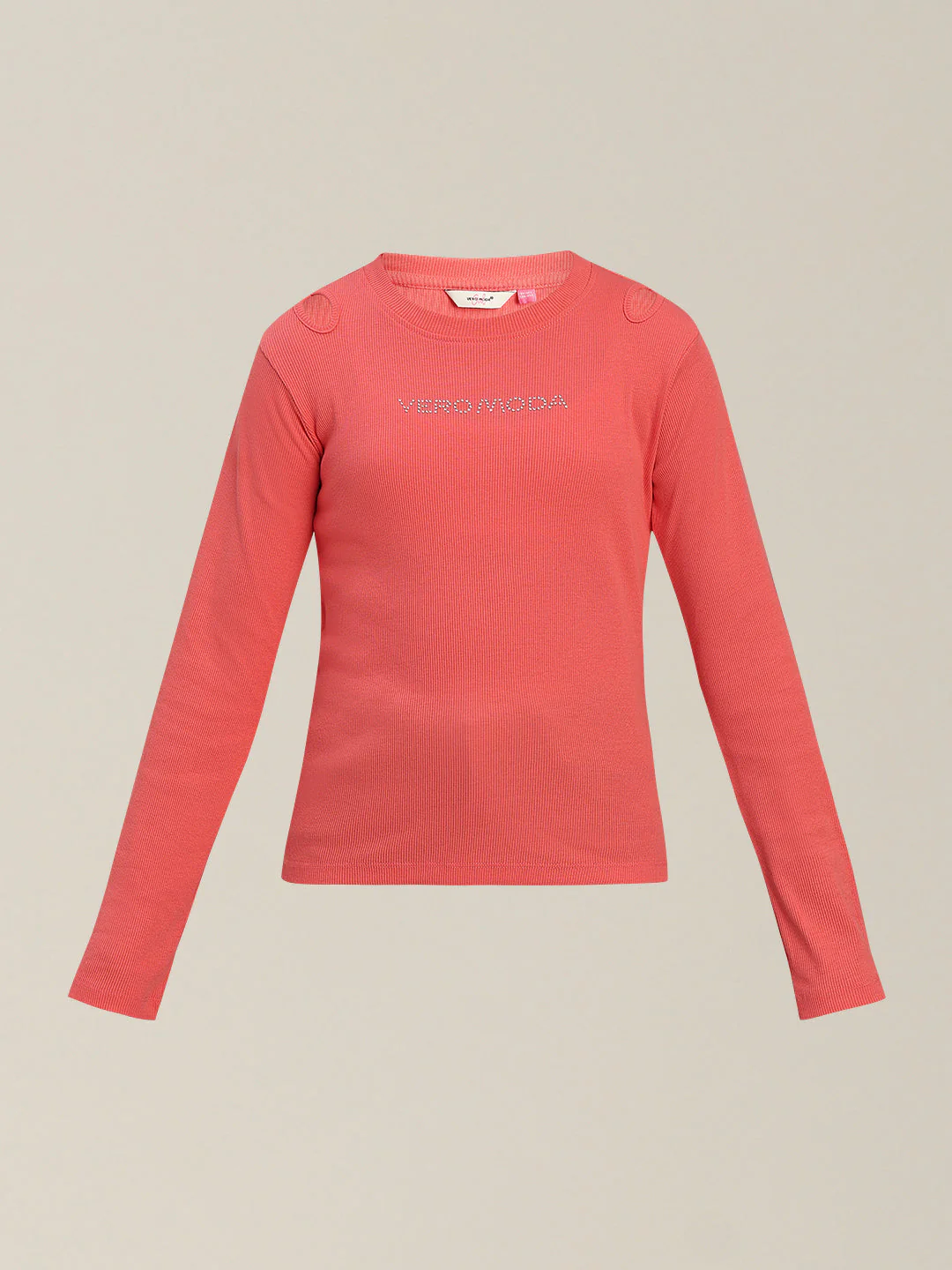 GIRLS Coral Pink Logo Print Top - Image 7