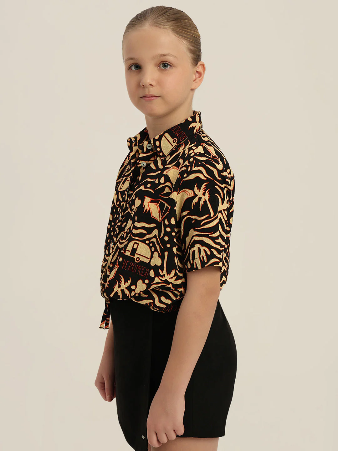 GIRLS Printed Tie Waist Shirt - Image 3