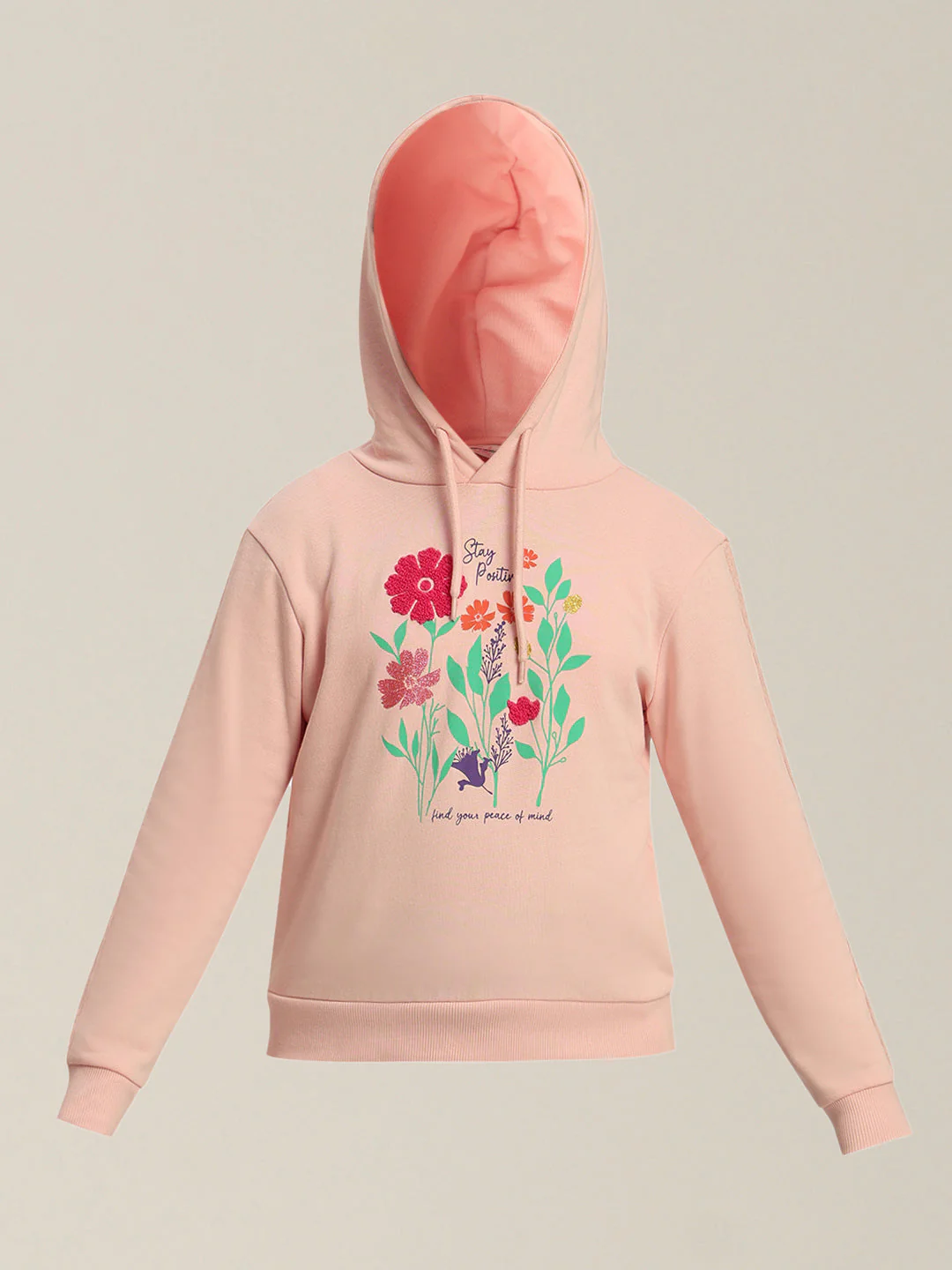 GIRLS Blush Pink Floral Hoodie - Image 7