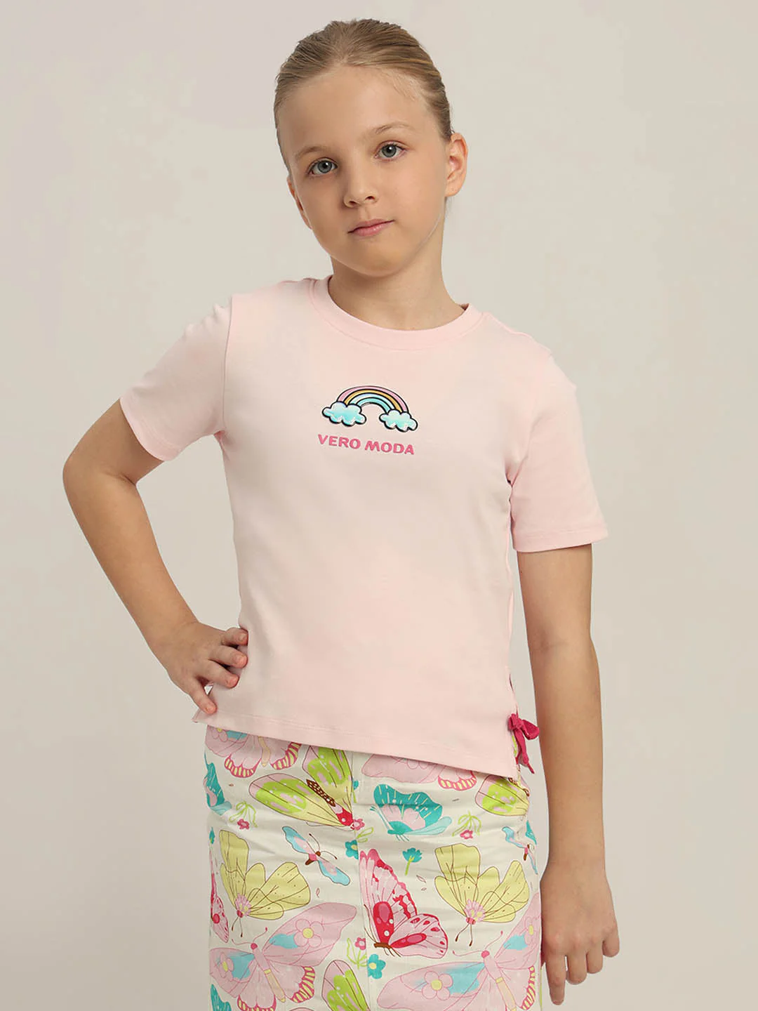 GIRLS Pink Cotton T-shirt - Image 2