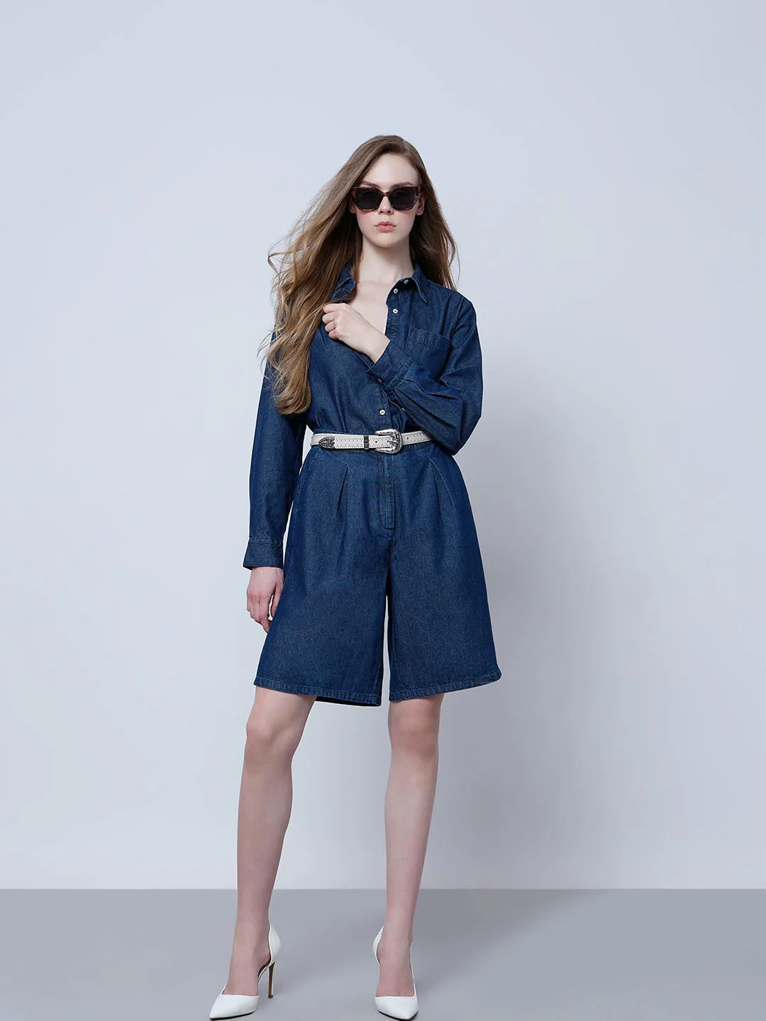 Vero Moda Dark Blue Bermuda Denim Shorts