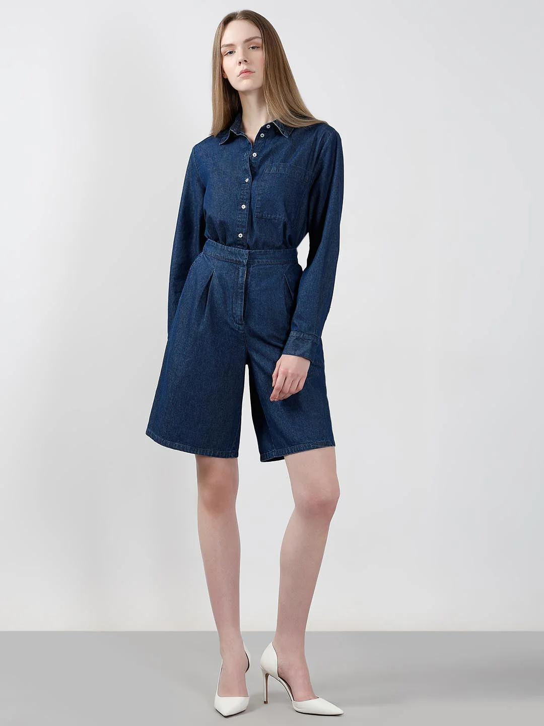 Vero Moda Dark Blue Bermuda Denim Shorts - Image 5