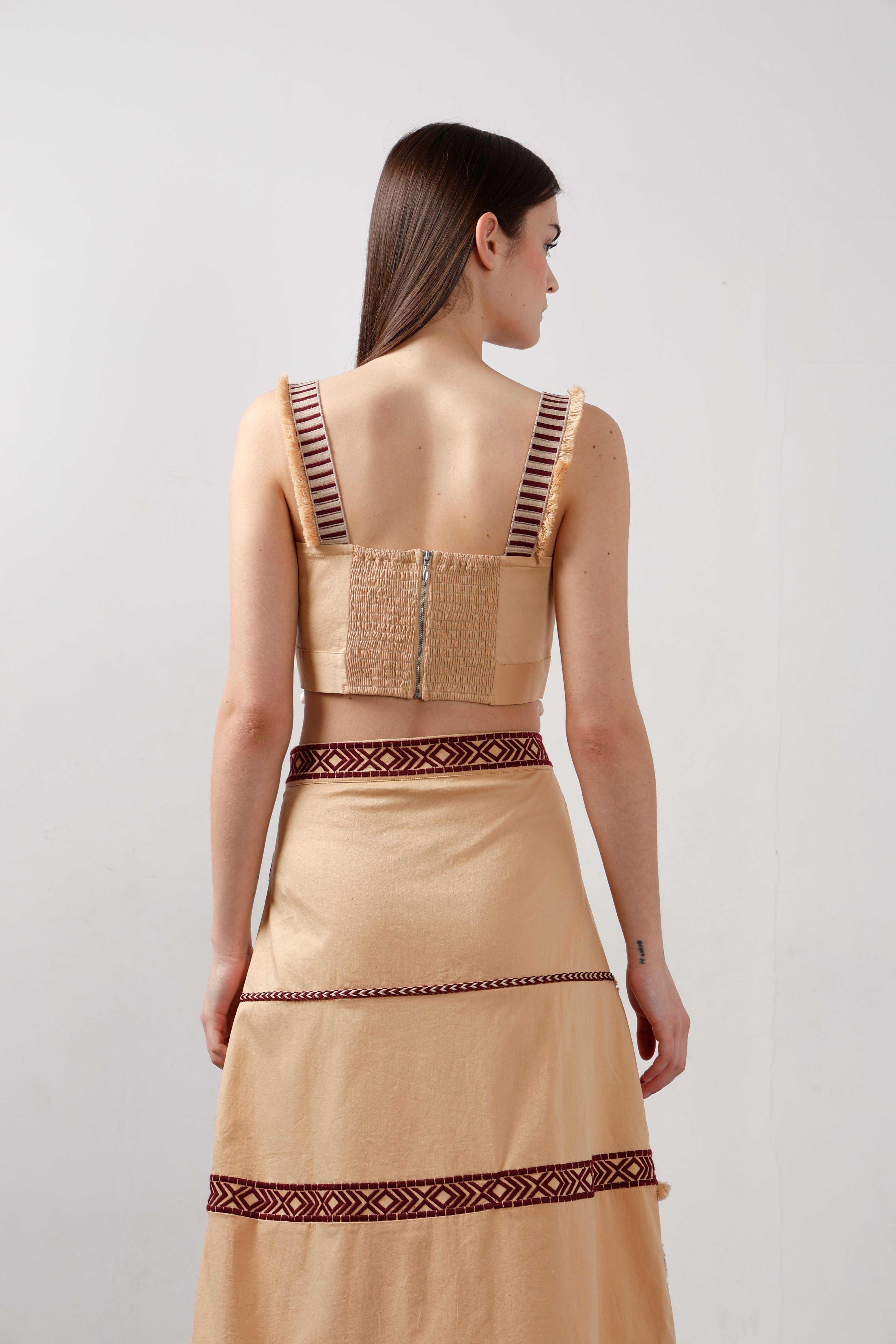 Vero Moda Beige Shell Tassels Cotton Crop Top - Image 10