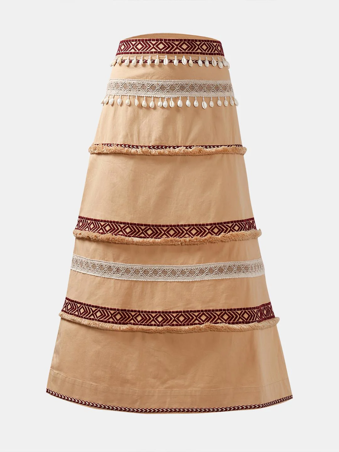 Vero Moda Beige Shell Tassels Midi Skirt - Image 7