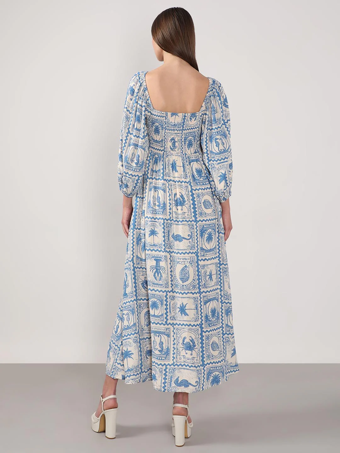 Vero Moda White & Blue Printed Viscose Dress - Image 4