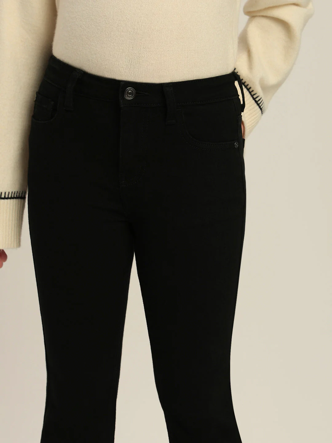 Girls Black Cotton Flared Jeans - Image 6