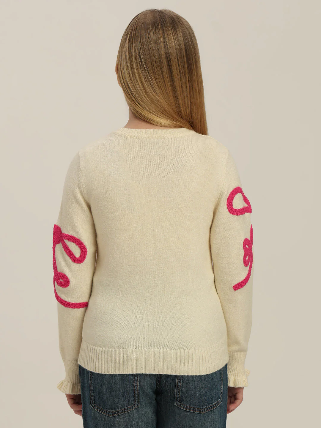 GIRL Pink Bow Detail Sweater - Image 4