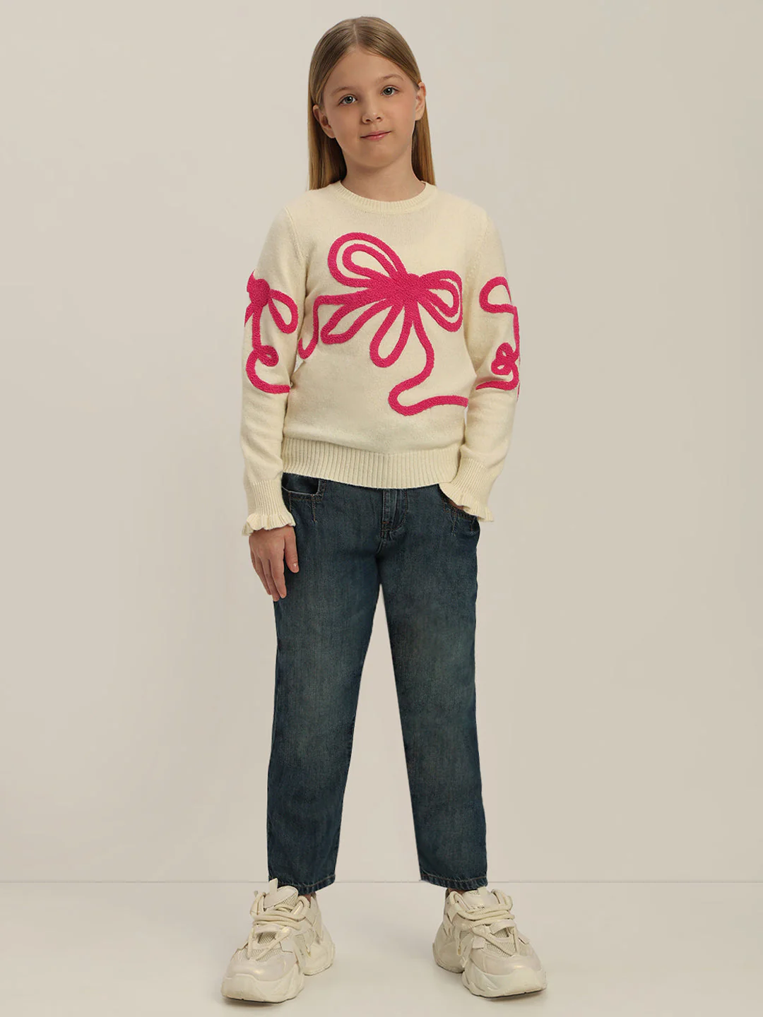 GIRL Pink Bow Detail Sweater - Image 5