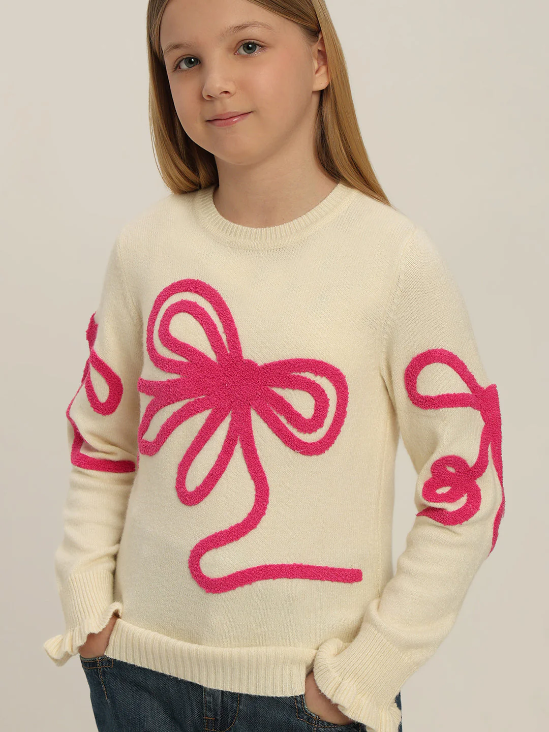GIRL Pink Bow Detail Sweater - Image 6