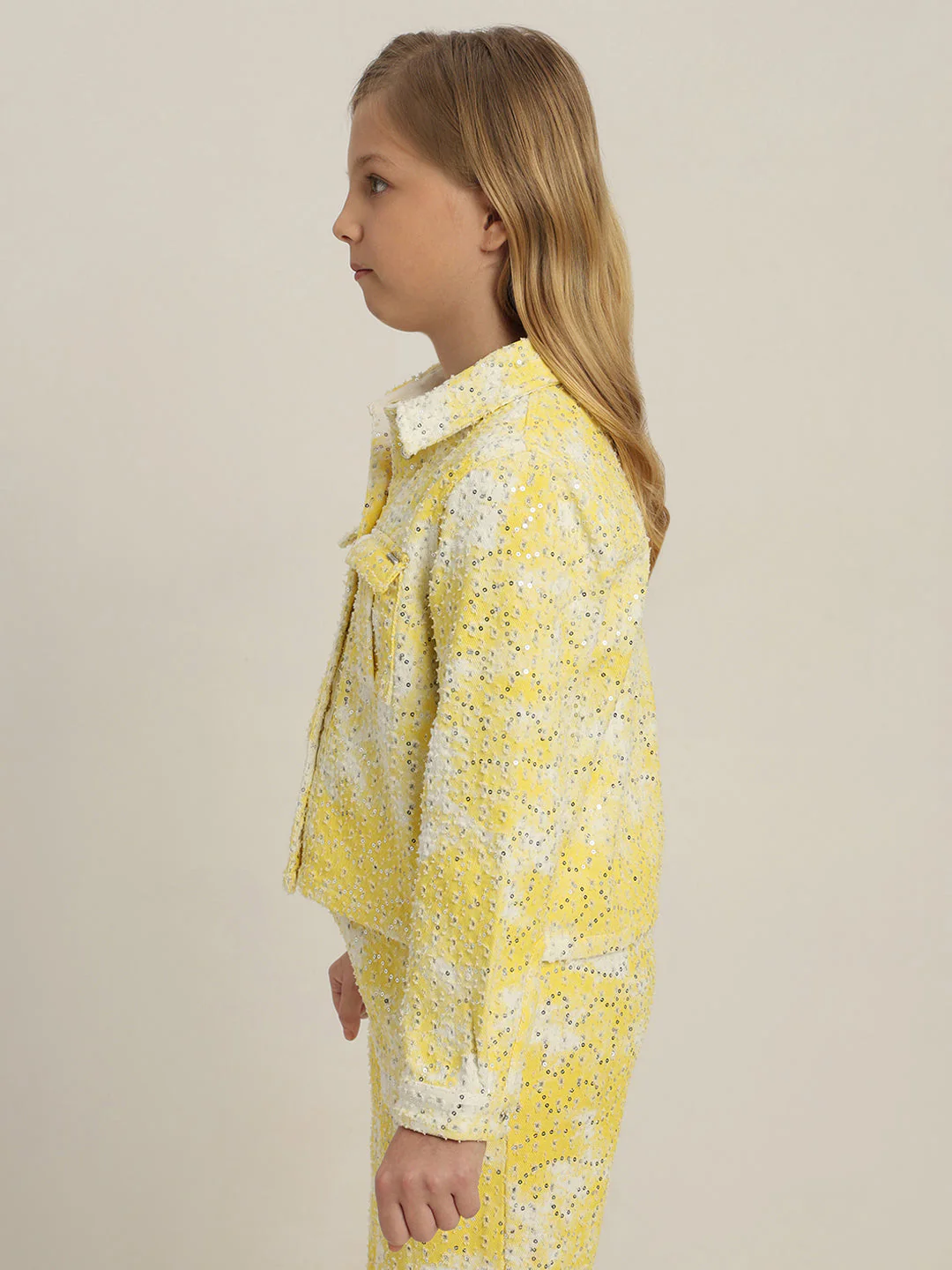 GIRLS Yellow Lace Embellished Shirt - Image 3