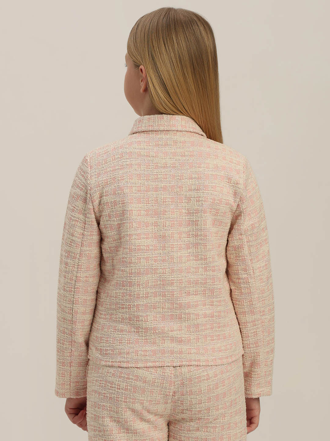 GIRLS Light Pink Tweed Jacket - Image 4