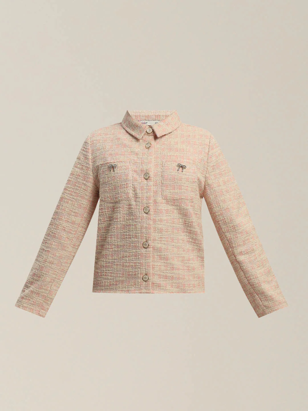 GIRLS Light Pink Tweed Jacket - Image 7
