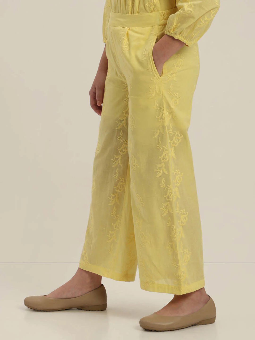 GIRLS Yellow Cotton Pants - Image 3