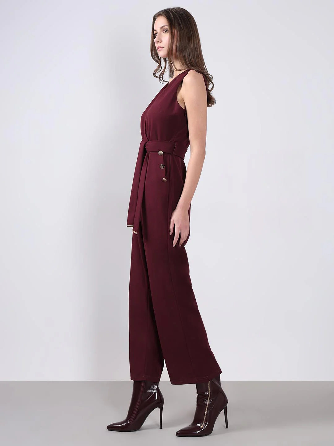 Vero Moda Maroon V Neck Jumpsuit - Image 3