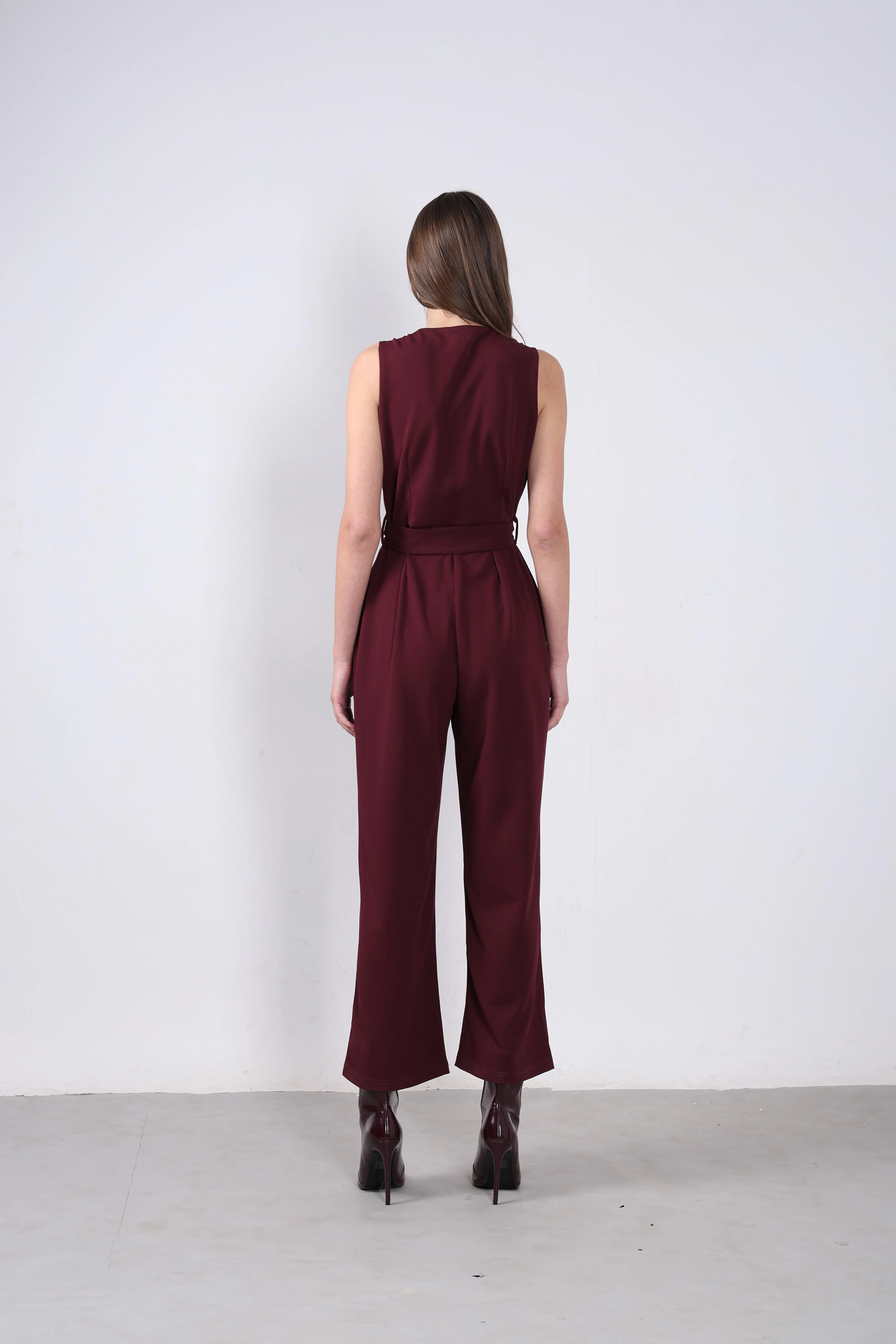 Vero Moda Maroon V Neck Jumpsuit - Image 9
