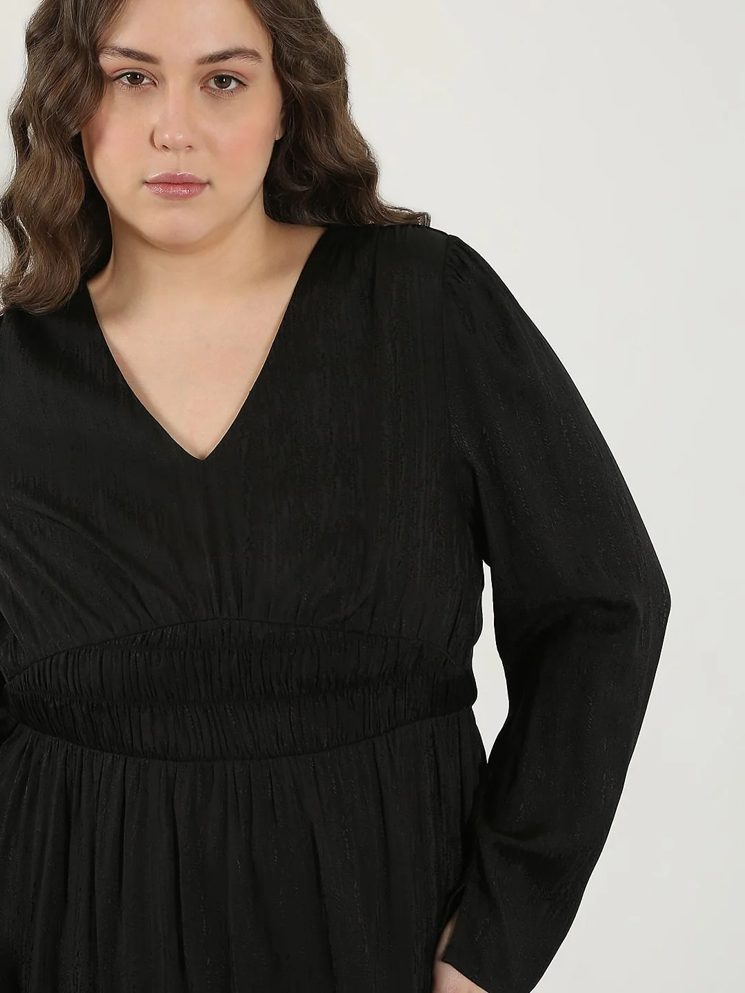 Curve Black Viscose Midi Dress - Image 5