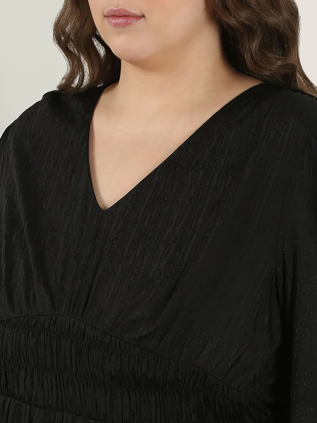 Curve Black Viscose Midi Dress - Image 6