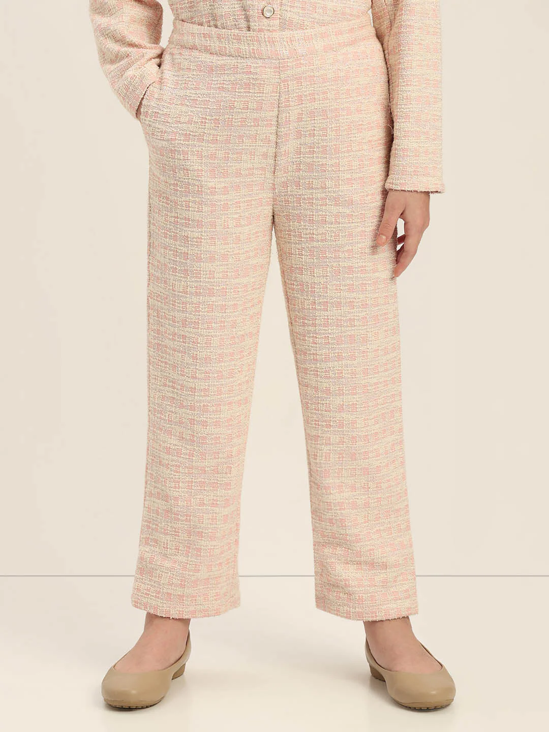 GIRLS Light Pink Tweed Pants - Image 2