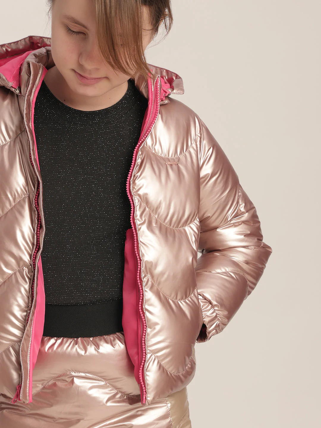 Girls Reversible Puffer Jacket - Image 6