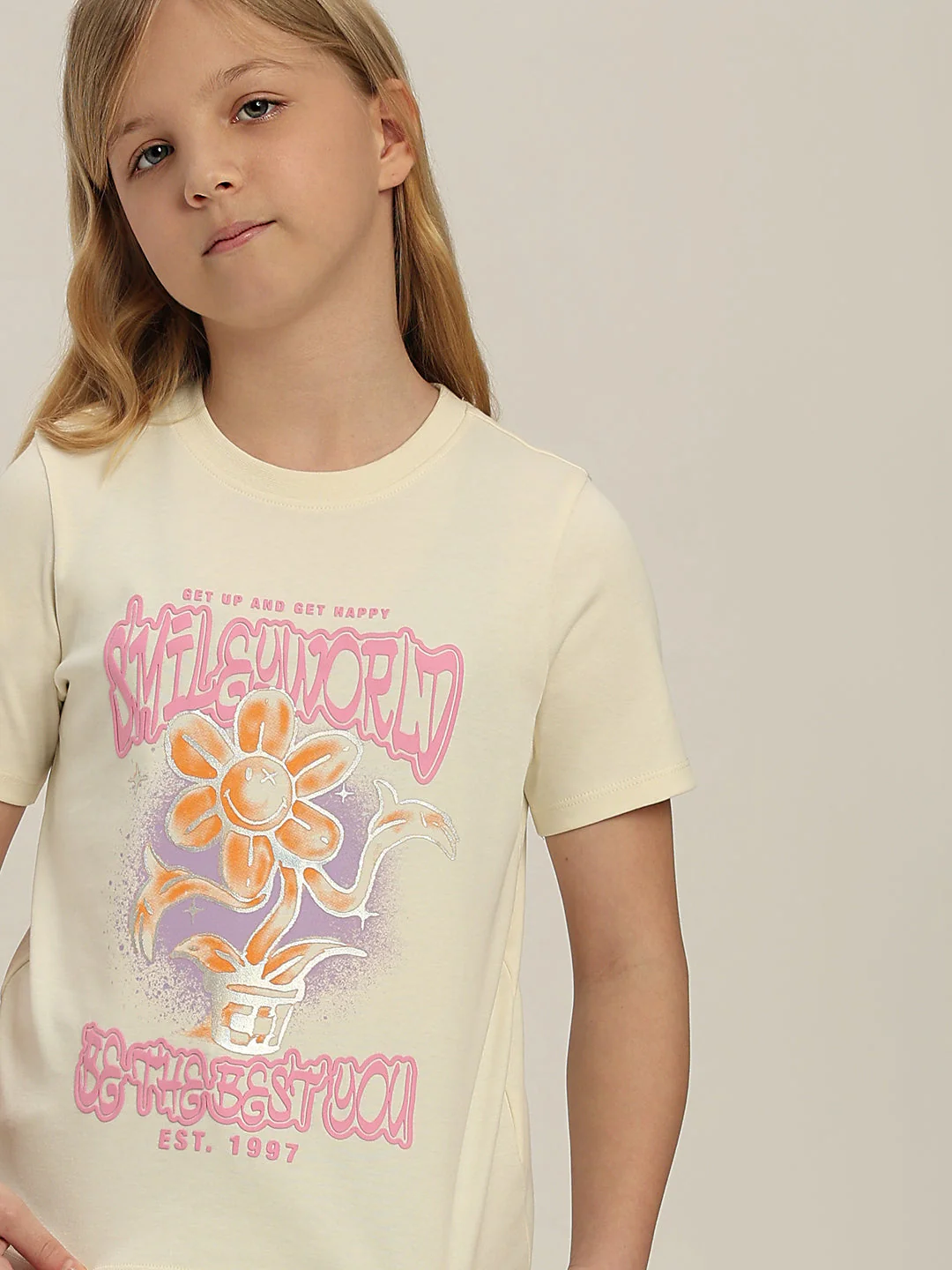 GIRLS Smiley World Printed T-shirt - Image 6
