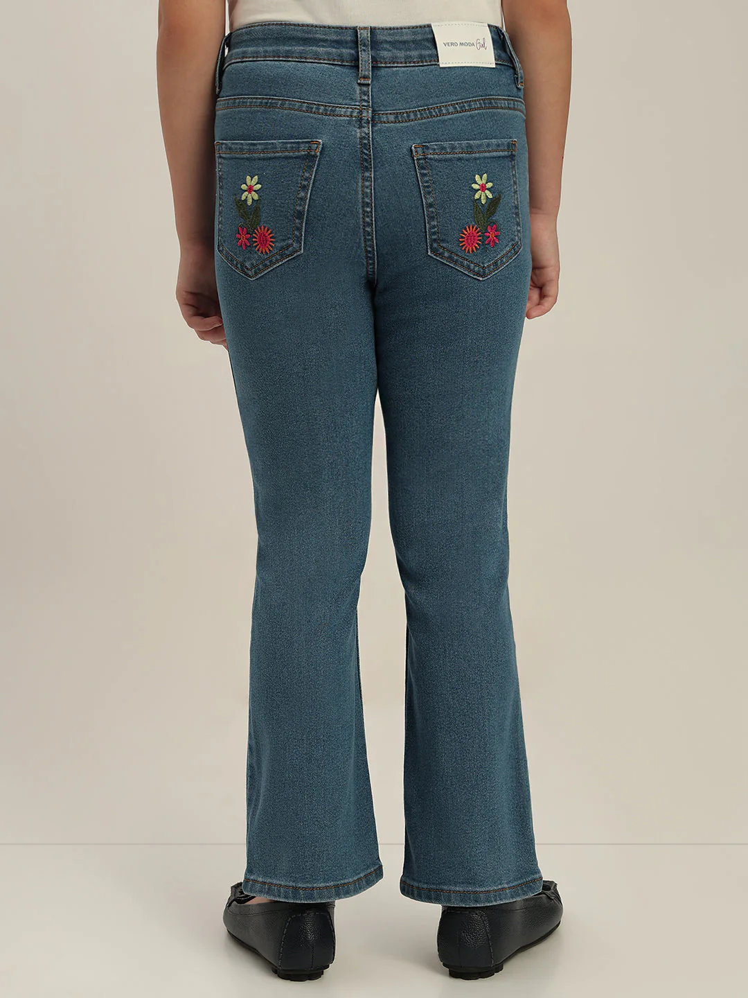 GIRLS Floral Embroidered Bootcut Jeans - Image 4