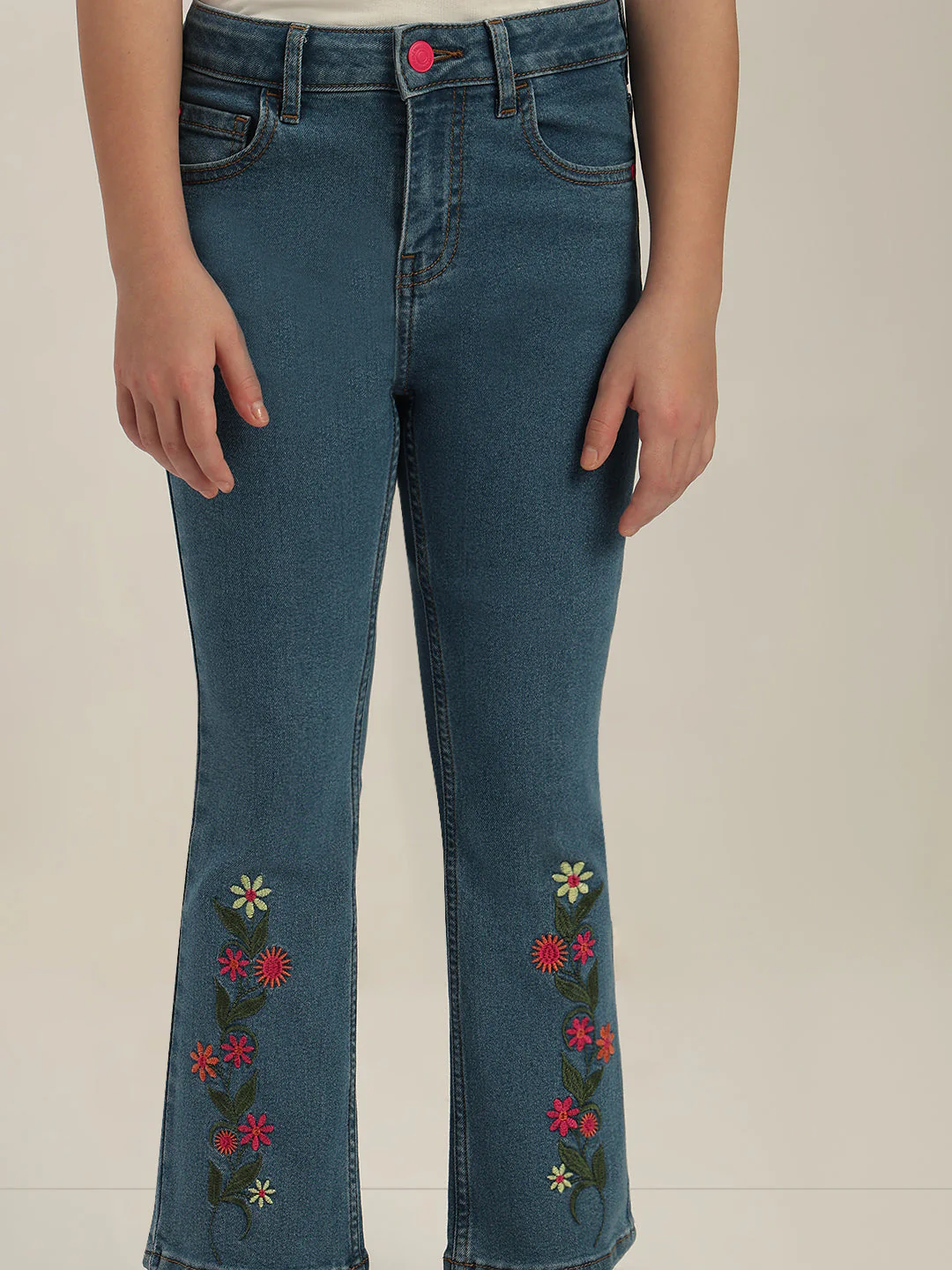 GIRLS Floral Embroidered Bootcut Jeans - Image 6