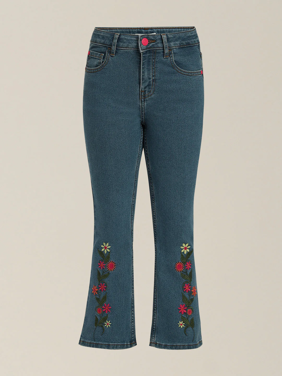 GIRLS Floral Embroidered Bootcut Jeans - Image 7