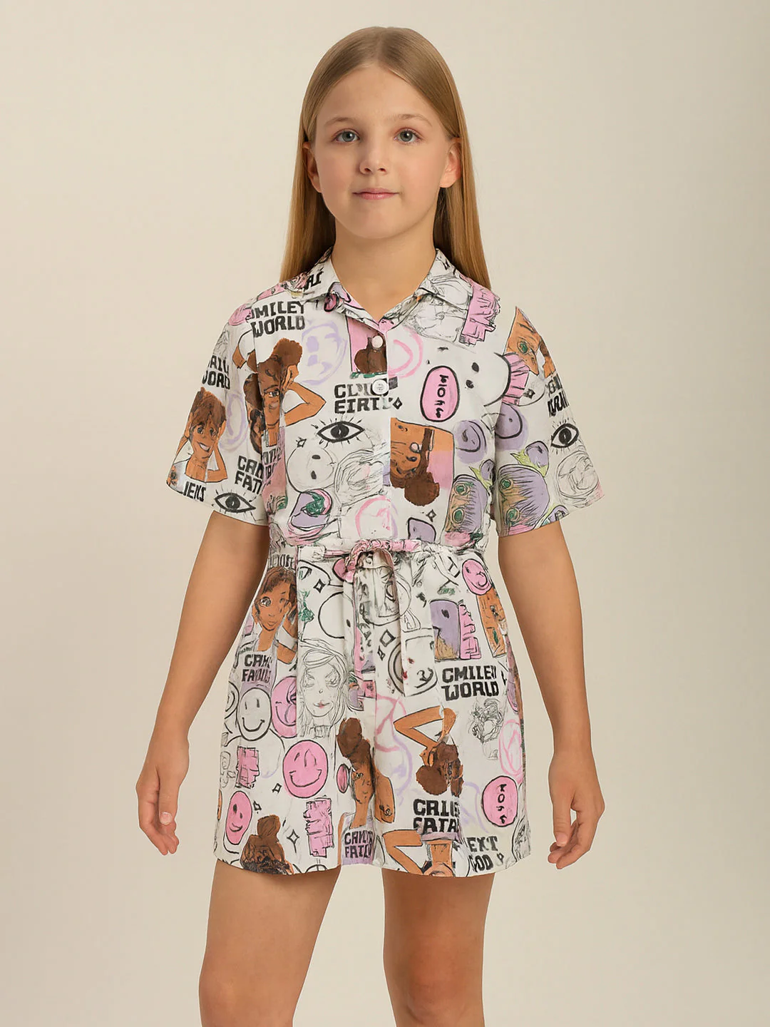 Girls Multi-Colour Graphic Print Dress - Image 2