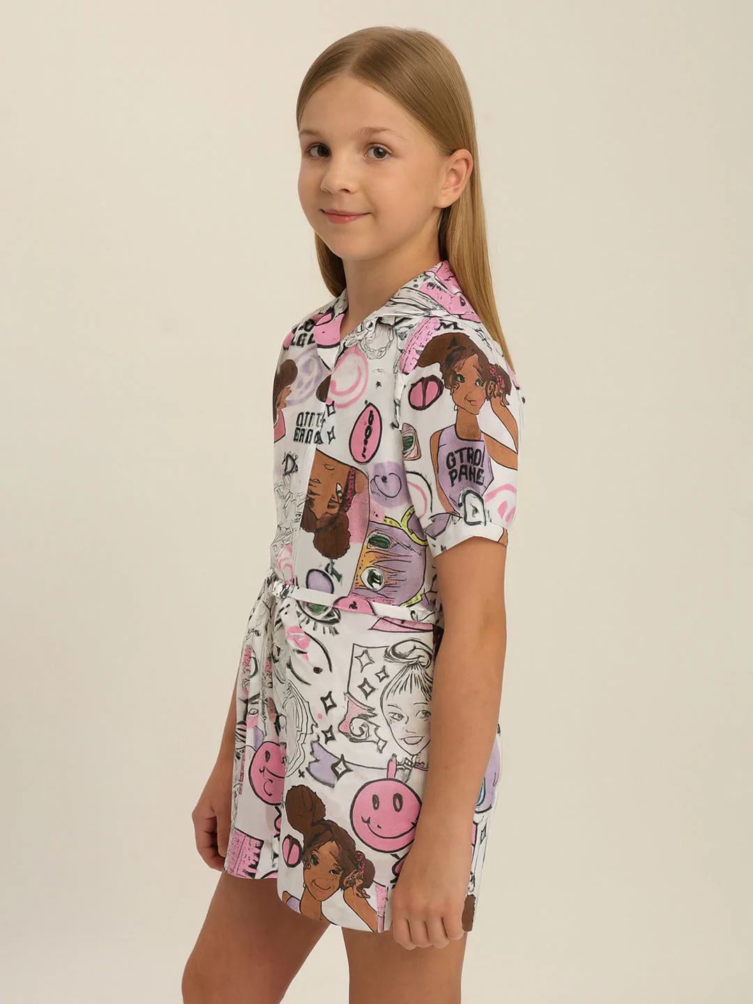Girls Multi-Colour Graphic Print Dress - Image 3