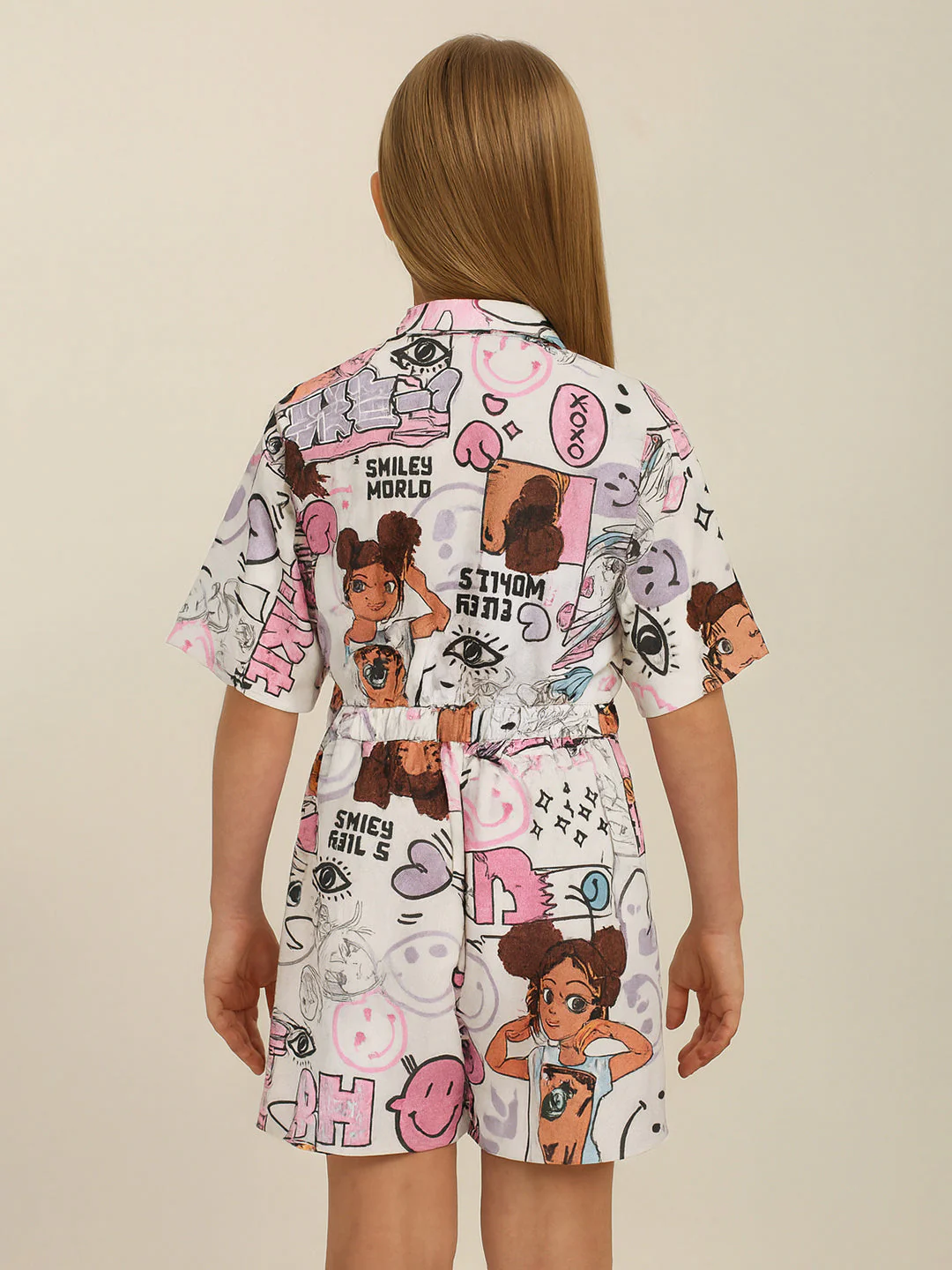 Girls Multi-Colour Graphic Print Dress - Image 4