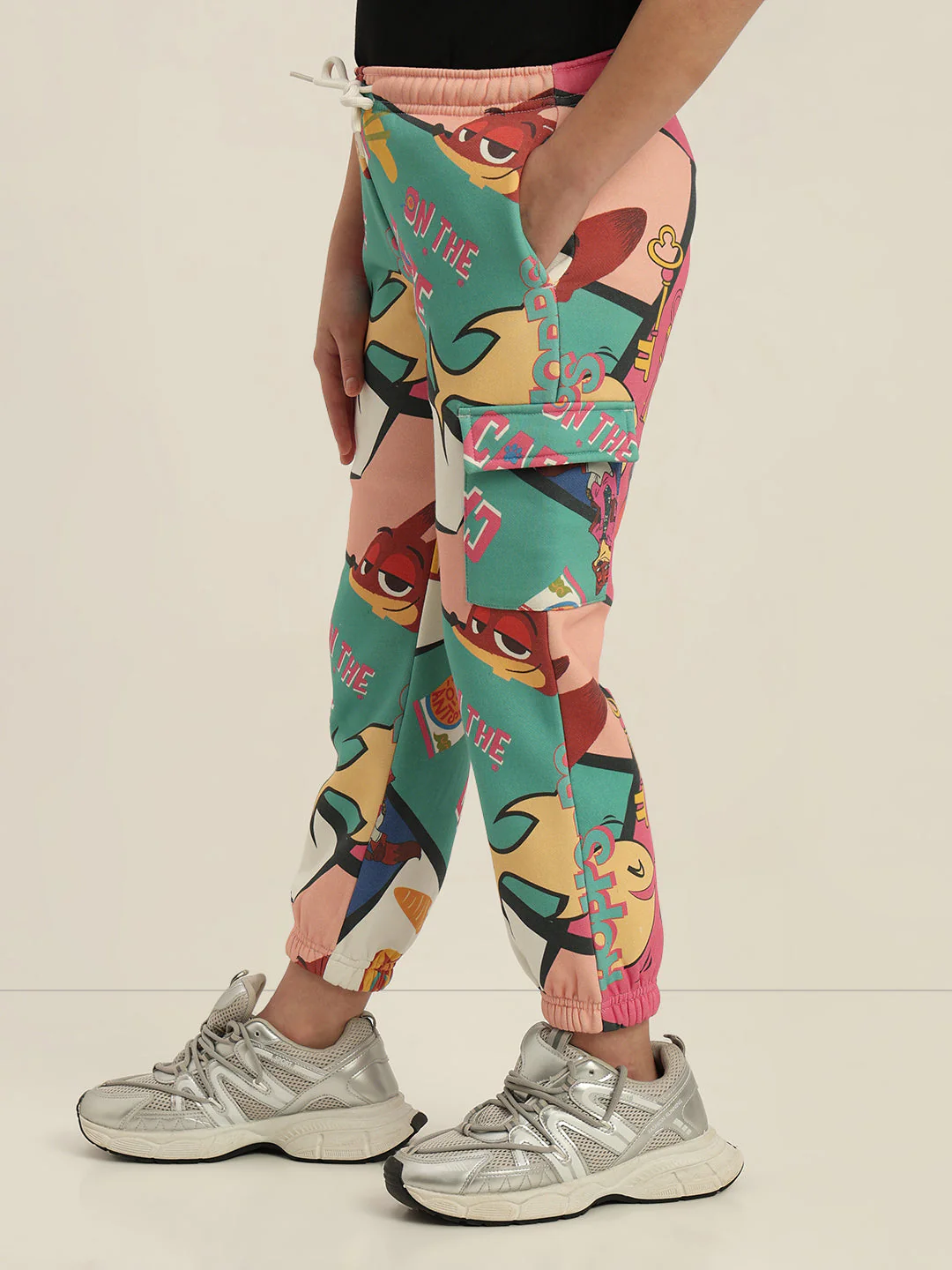 GIRLS Green Zootopia Printed Joggers - Image 3