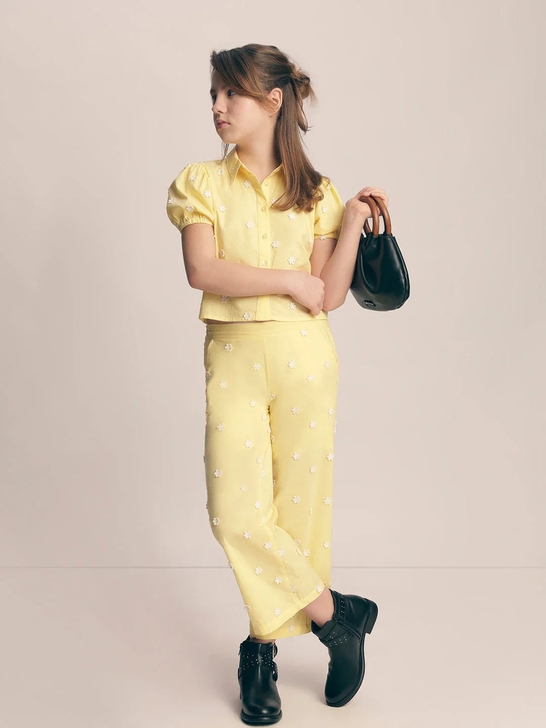 Girls Floral Embroidered Pants